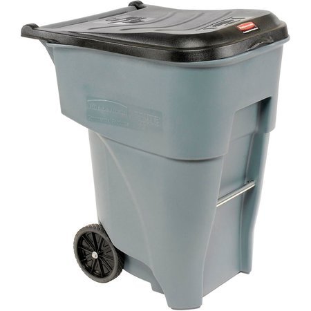 Rubbermaid Commercial Rectangle Mobile Trash Can, Gray, Plastic FG9W2200GRAY